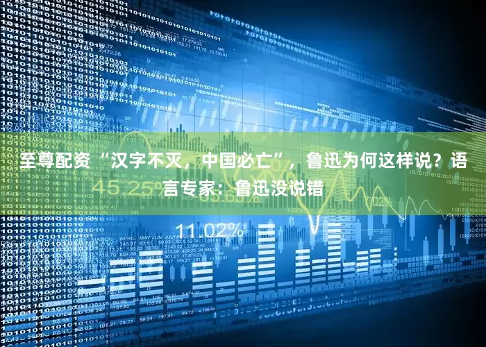 至尊配资 “汉字不灭，中国必亡”，鲁迅为何这样说？语言专家：鲁迅没说错